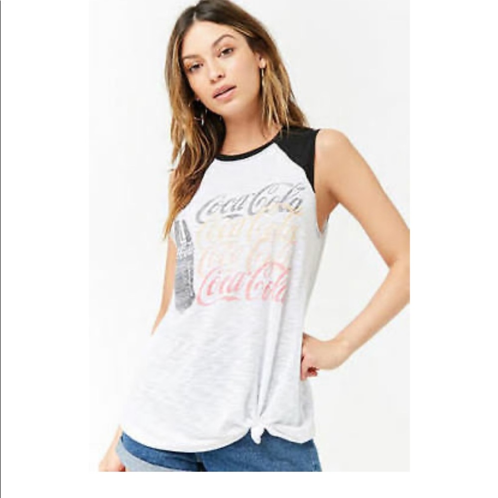 Coca-Cola Knotted Sleeveless Graphic Tee - Junior sizing